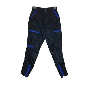 Vintage 80s Nylon Parachute Yu-No Black Cargo Pants